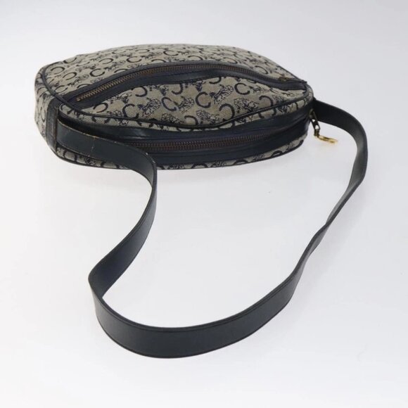 CELINE C Sulky Shoulder Bag Canvas Navy Gold Auth BA1890 - Picture 7 of 16